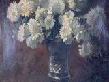 une peinture de fleurs dans un vase sur une table