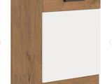 a close up of a wooden cabinet with a white door