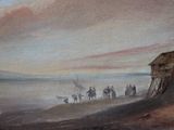 a painting of a group of people on the beach