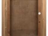 a painting of a wooden frame with a button on it