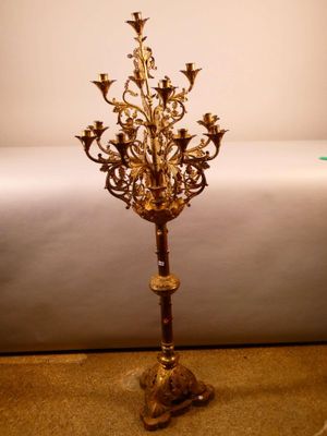 Important candélabre d'église ou d'autel en bronze à treize … - Photo 1