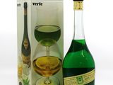 bottles of wine and a box of wine glasses on a white surface