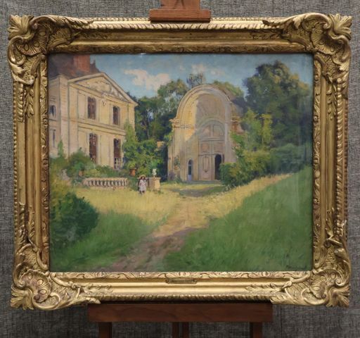 Paul MADELINE (1863-1920) « L’entrée du Château ». Huile sur toil...