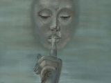 painting of a person holding a toothbrush in their mouth