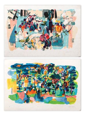 deux tableaux de couleurs et de formes différentes sur un fond blanc