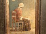 painting of a man sitting in a chair with a book in his lap