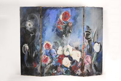 une image d'une peinture de fleurs dans un vase