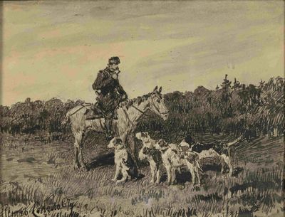 PETR SOKOLOV (1821–1899) Hunting with hounds