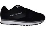 a close up of a pair of black sneakers on a white background