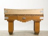 an image of a wooden table with a drawer underneath it