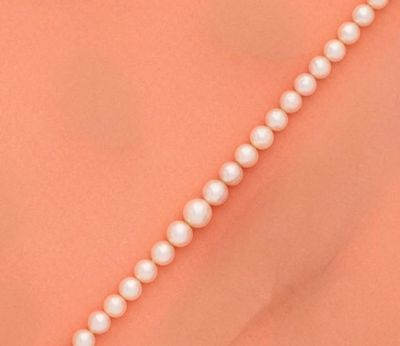 un gros plan sur un collier de perles au cou d'une femme