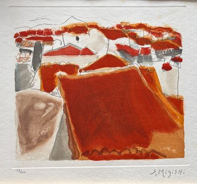 une photo d'un tableau représentant un homme et une femme sur un marché en plein air
