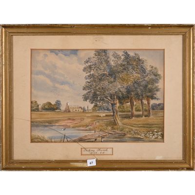 une image d'une peinture représentant un paysage avec des arbres et une rivière