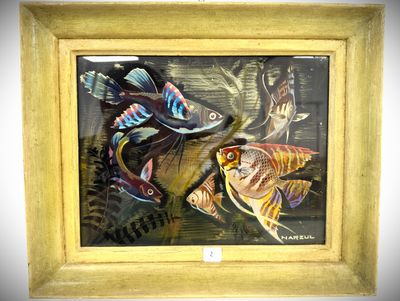 a picture of a painting of a fish in a frame