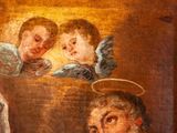 an image of a painting of three angels above a woman ' s head
