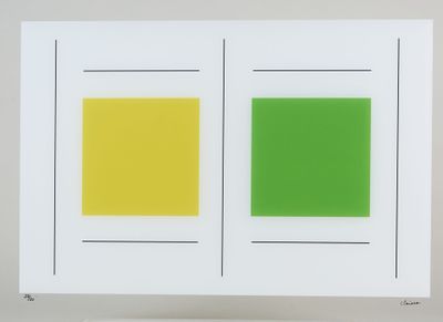 Geneviève CLAISSE (1935-2018) "Carrés vert, jaune" Sérigraph…
