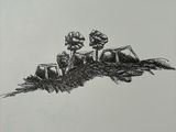 drawing of a man riding a horse drawn on a piece of paper