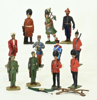 a lot of toy soldiers that are standing in a row