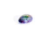 a close up of a rainbow colored stone on a white surface