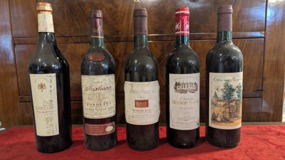 5 Bouteilles dont 1 CLOS LES LUNELLES 2003 CÔTES DE CASTILLO…