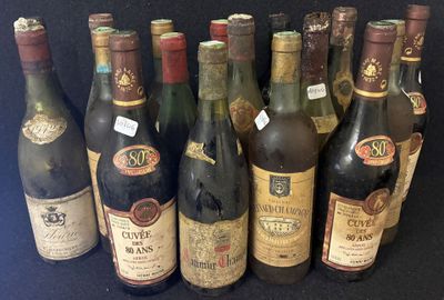 Lot de vins divers de 17 bouteilles dont 4 bouteilles "cuvée des 80 an - Photo 1