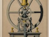 a drawing of a machine with a clock on it