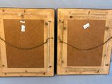 pair of antique wooden picture frames with chain handles