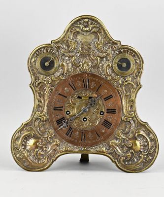 an image of a gold clock with roman numerals on the face