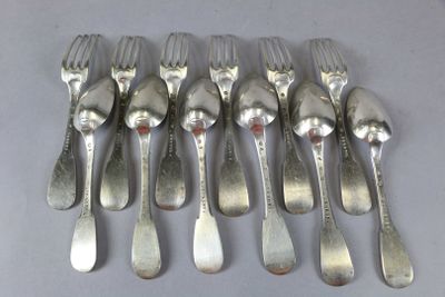 a lot of forks and spoons sitting on a table