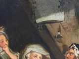 painting of a group of people sitting around a table in a room