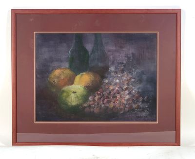 BERQUIER (XXe s.) : Nature morte aux oranges et au raisin.