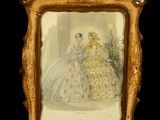tableau représentant une femme en robe blanche et une femme en robe jaune
