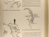 a book open to a page with a drawing of a man standing on a cliff