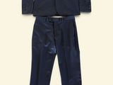 boy ' s blue suit with black lapel collar and lapel lapel lapel collar