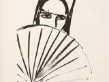 an image of a drawing of a man holding a fan