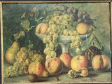 painting of a still life of fruit and nuts on a table