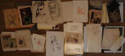 LOT de 8 petits cartons à dessins : lithographies, gravures,… - Photo 1