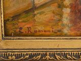 an image of a painting of a woman sitting on a bench