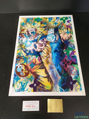 une photo encadrée de l'équipe de Dragon Ball en pleine action