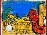 tableau représentant un homme et une femme assis devant une horloge