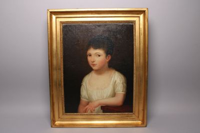 Ecole française début XIXème s. : portrait de jeune fille. H…