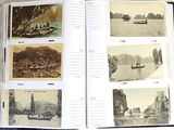 an open book with pictures of boats and people on the water