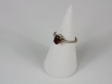 sterling silver ring with garnett and garnett stone