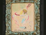 an image of a painting of a woman holding a baseball bat