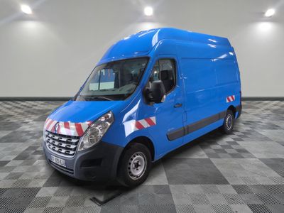 a picture of a blue van parked in a garage