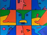 une image représentant un tableau représentant le visage d'un homme, avec de nombreuses couleurs différentes