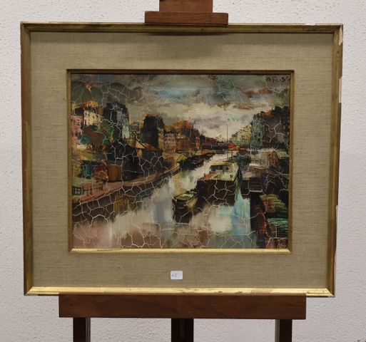 Olivier FOSS (1920-1914) « le canal ». Huile sur toile. Signée en...