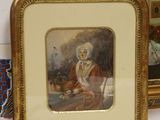 a picture of a picture of a woman sitting in a chair in front of a mirror