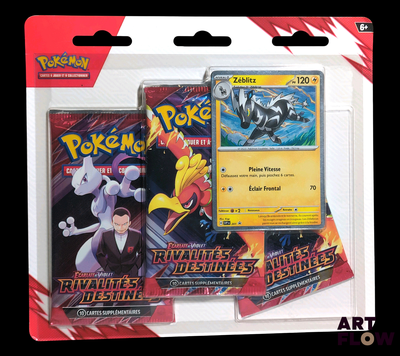 a card game in the package with a picture of a pokemon character