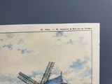 un dessin représentant un moulin à vent au milieu d'un champ